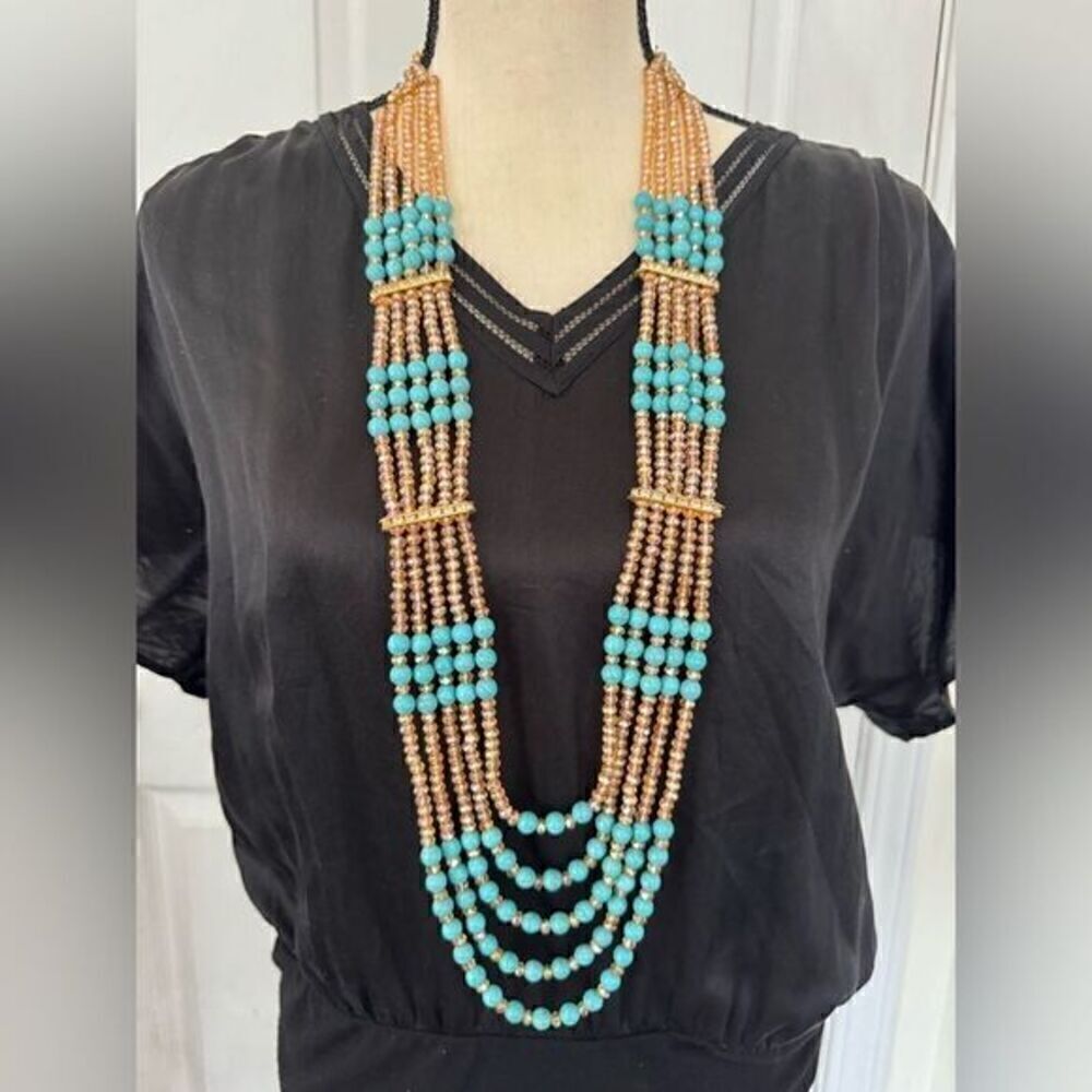 PAKISTANI INDIAN BRIDAL FORMAL LONG LAYERED NECKLACE MALA - Picture 5 of 9